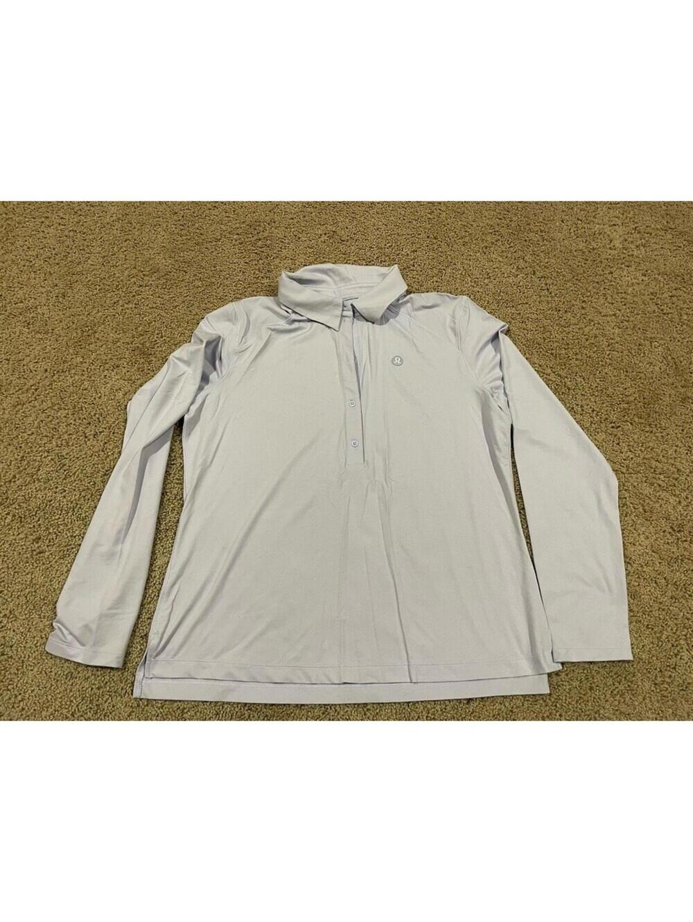 Womenβs Lululemon Long Sleeve Shirt Collar L Large Light Purple Lavender Blouse